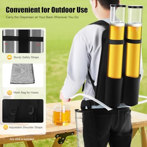 Portable Beer Dispenser, Dual Tank Backpack Drink Dispenser, Backpack Beer