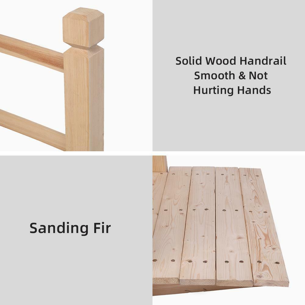 5 ft Wooden Bridge Stained Finish Yard Decor Wood Garden Pond Arch Walkway