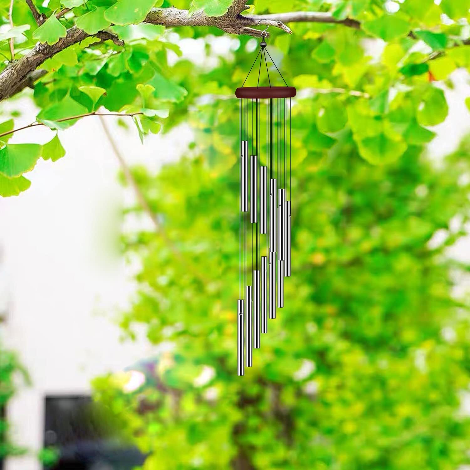 Wind Chimes Large Outdoor Deep Tone Chapel Bells 12 Tubes Gift Decor for Balcony