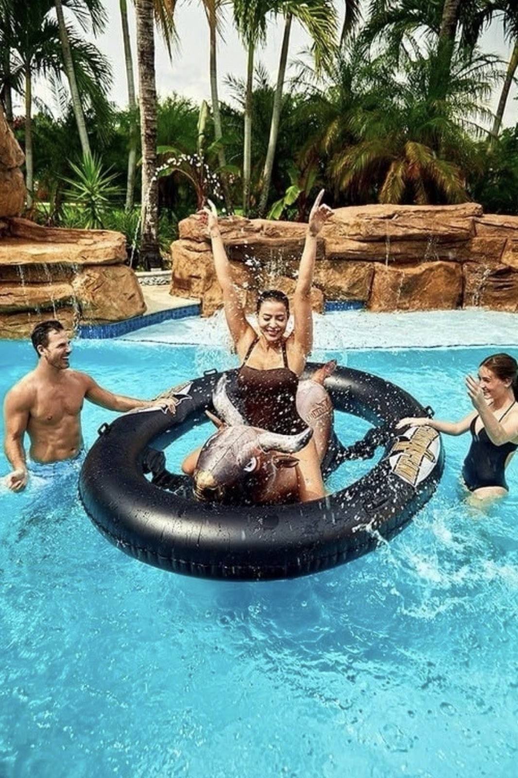 Inflatabull Inflatable Ride On Rodeo Bull Pool Toy Float Ages 9+ New