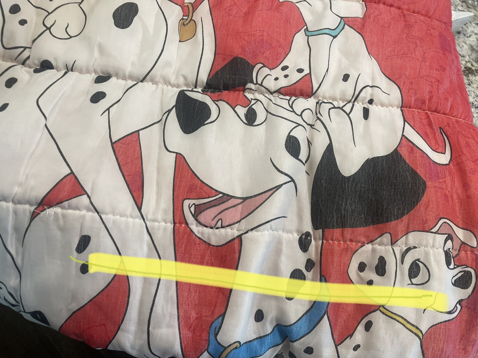 Vintage 90's Disney 101 Dalmatians Red Double Sided Youth Sleeping Bag Read