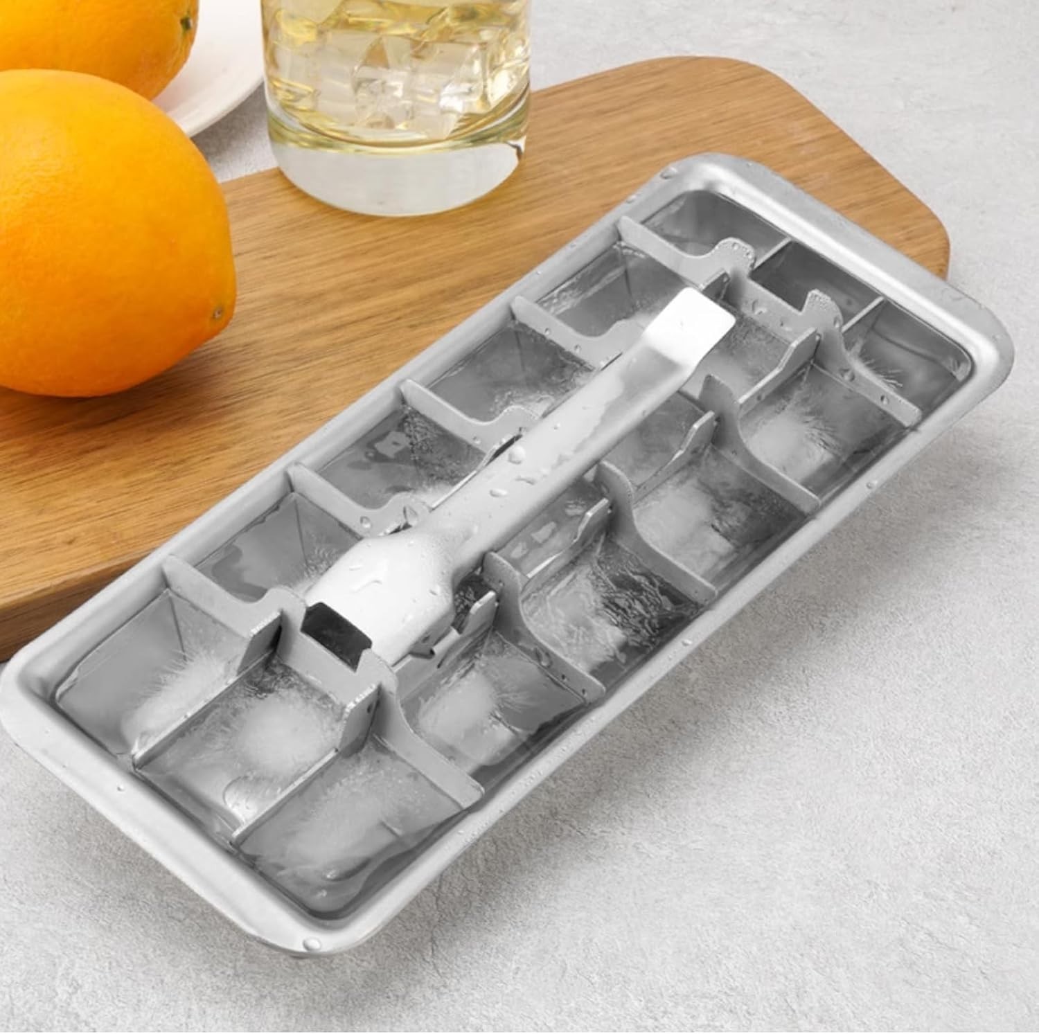 Metal Ice Cube Tray 18 Slots Stainless Steel Easy Release Handle Dishwasher Safe
