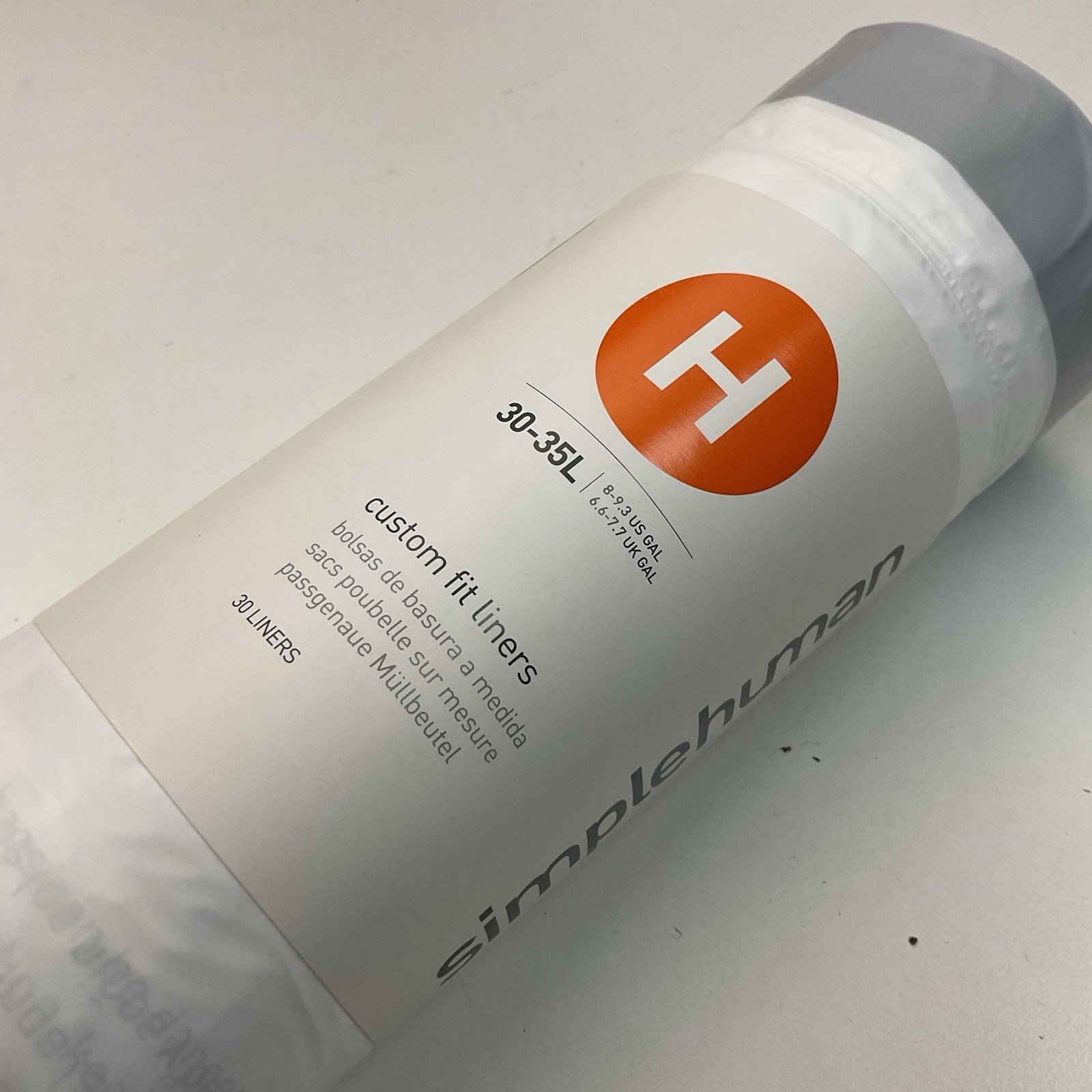 simplehuman Custom Fit Liners Trash Bags Size H, 30-35L - 8 PACK, 30 Liners/roll