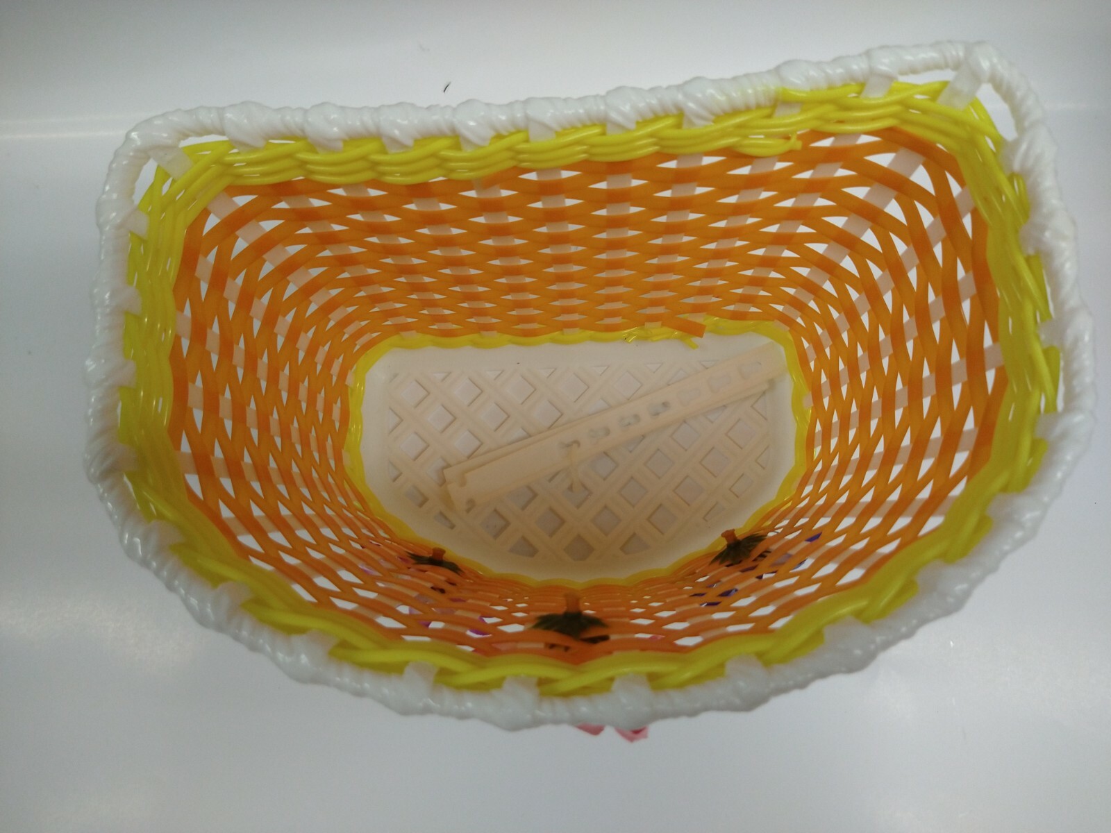 Bicycle Basket Orange/Yellow/White With 3 Flowers Girl Kids Child Bike Basket