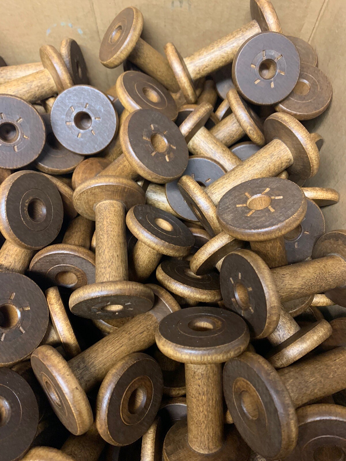 10 Silk Spools Bobbins Wood Factory Reclaimed Industrial Quills Wooden Textile