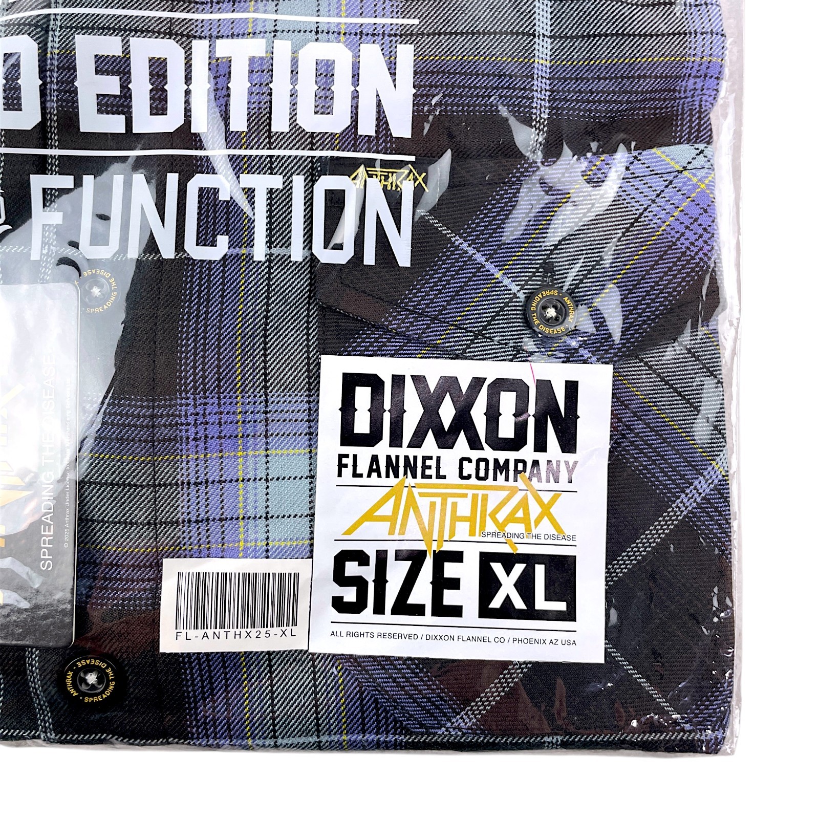 Dixxon x Anthrax Spreading the Disease Men's XL Flannel Shirt