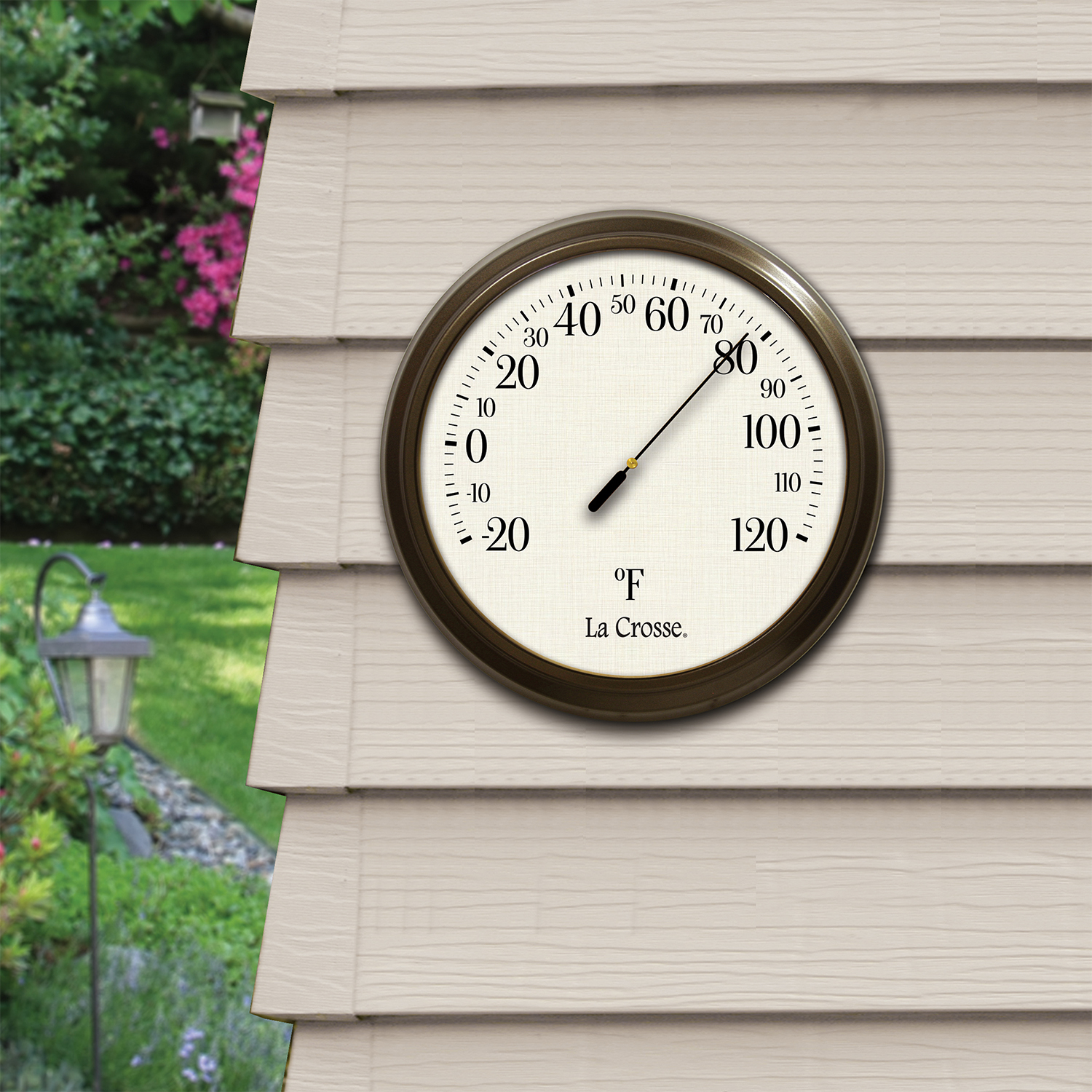 104-108 La Crosse 8" Round Indoor/Outdoor Dial Thermometer