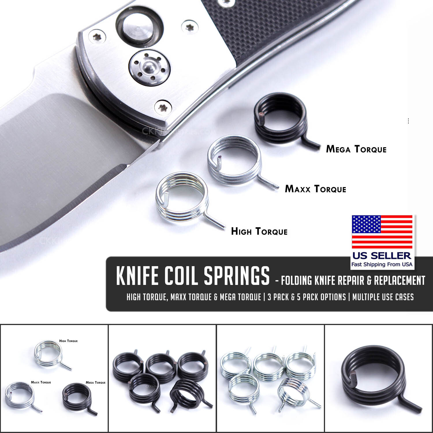 Knife Coil Springs for Folding Knife Repair and Replacement - USA Sizes