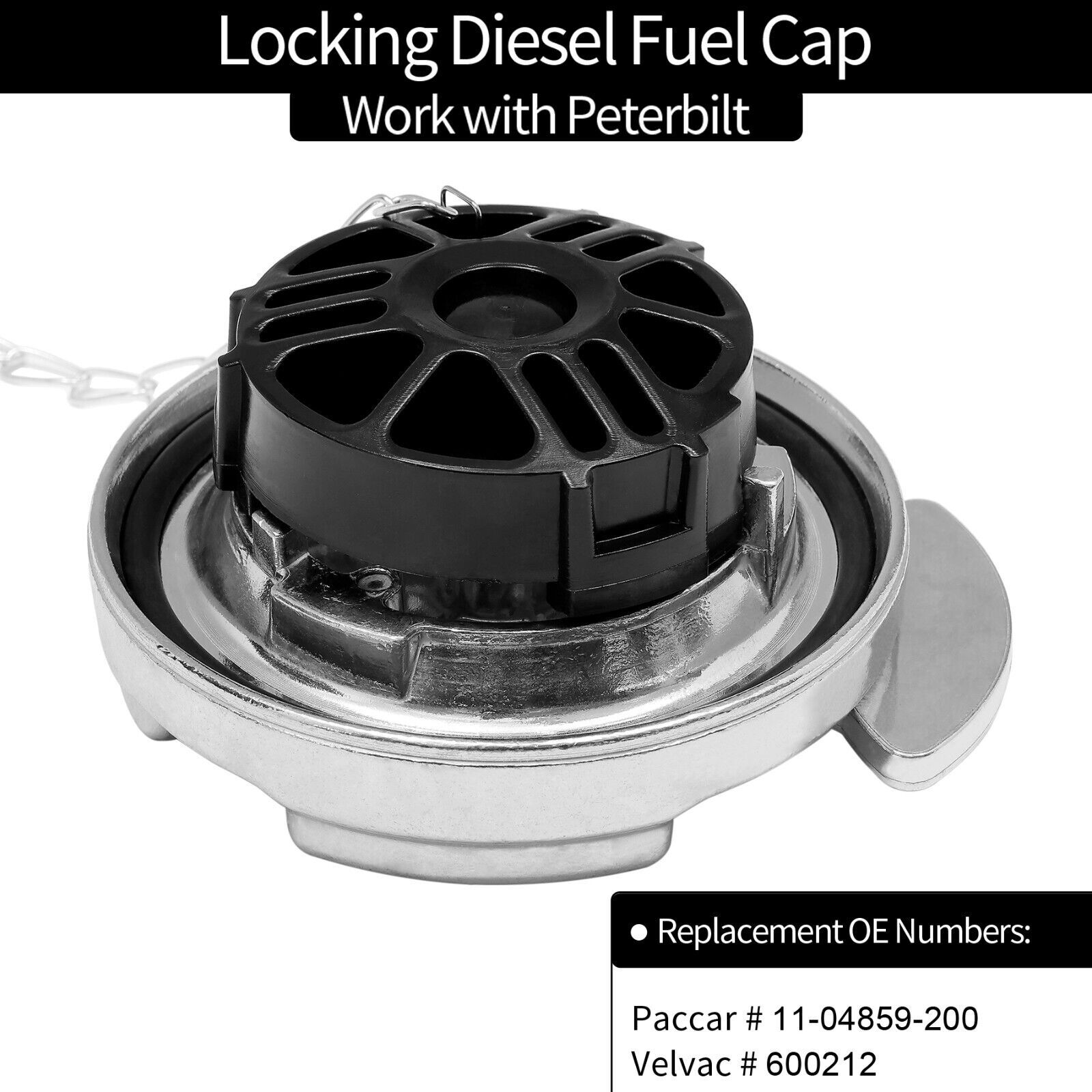 2x Locking Diesel Fuel Cap for 1972-2017 Peterbilt 330-587 Trucks 11-04859-200