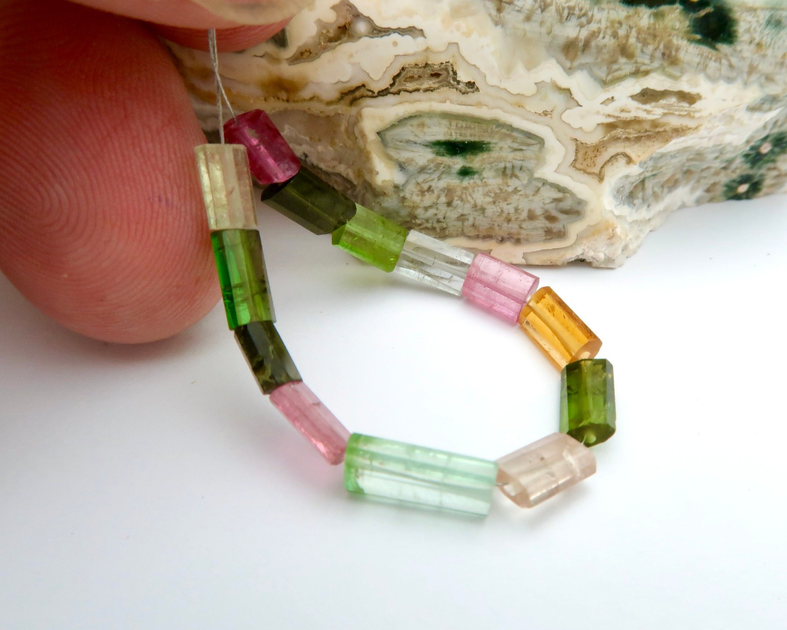 NEW GORGEOUS AAAAA MULTI COLOR TOURMALINE GEMSTONE BEADS FACETED CYLINDER BEADS