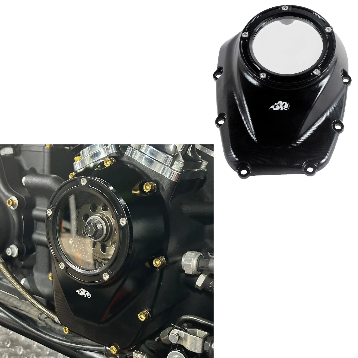 Black M8 Engine Transparent Camshaft Cover for Harley Softail Fat Boy FLSL FXLRS
