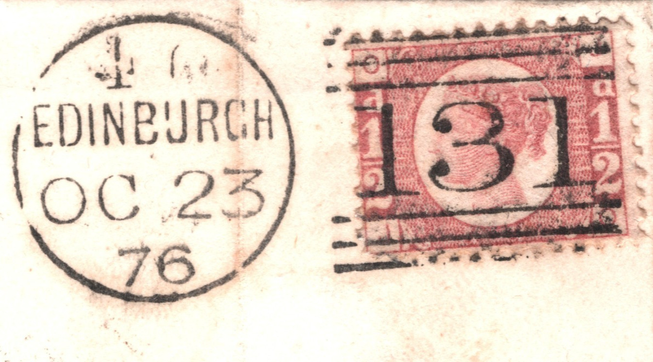 GB QV BANTAM ½d Plate 11 (JO) HALFPENNY Cover Edinburgh Local 1876 Scotland XB43