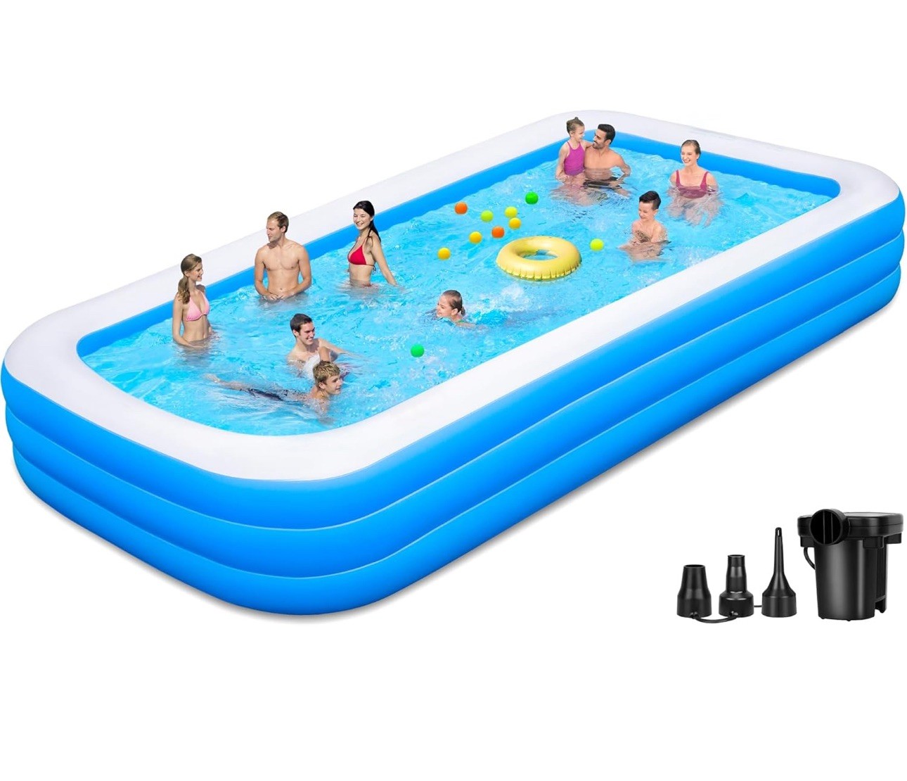 Large Inflatable Pool for Adults, 165'' x 76'' x 22'' Big Inflatable Swimming...