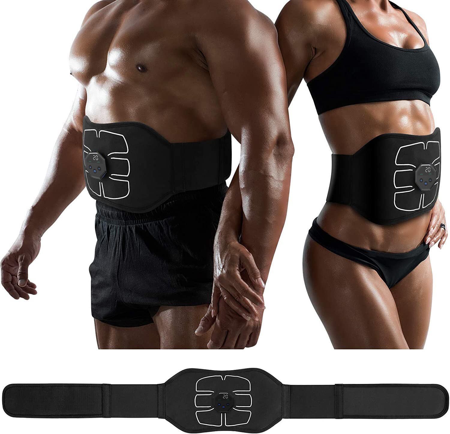 Rechargeable EMS Abdominal Muscle Toning Belt Trainer ABS Stimulator Toner Belt