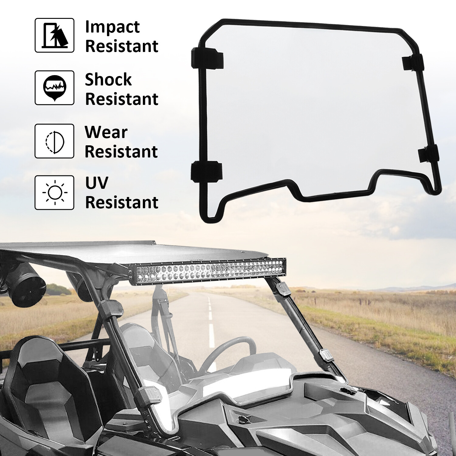 Front Full Windshield Scratch Resistant For 2019-23 Polaris RZR XP 4 1000 Turbo