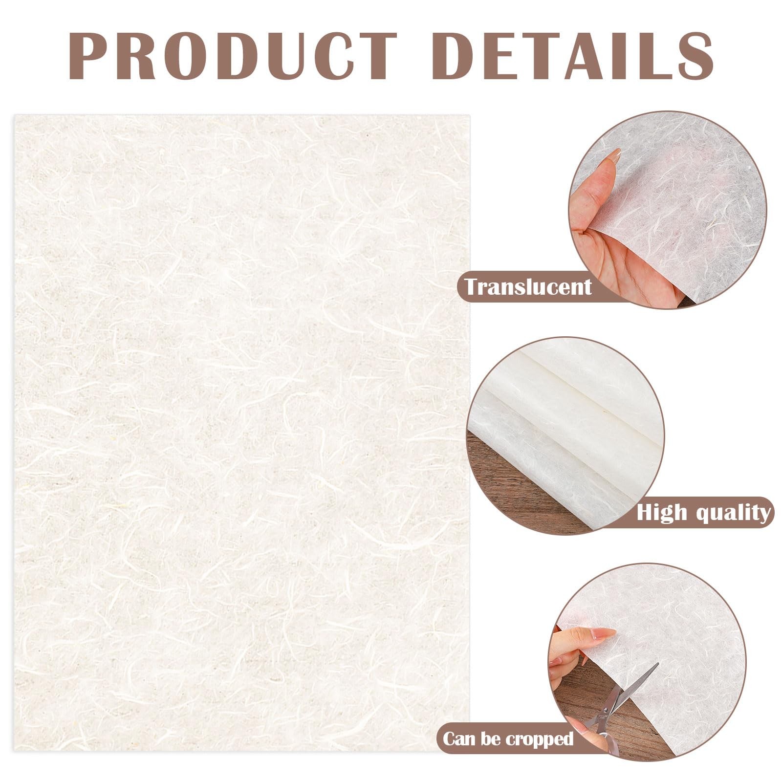 60 Sheets Mulberry Paper 8.5 x 11, Rice Paper Handmade Decoupage Sheets for