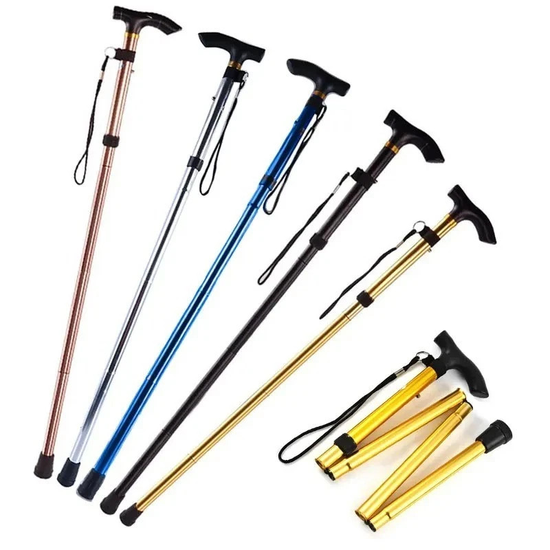 Adjustable Walking Cane Aluminum Walking Stick Folding Collapsible Travel Hiking