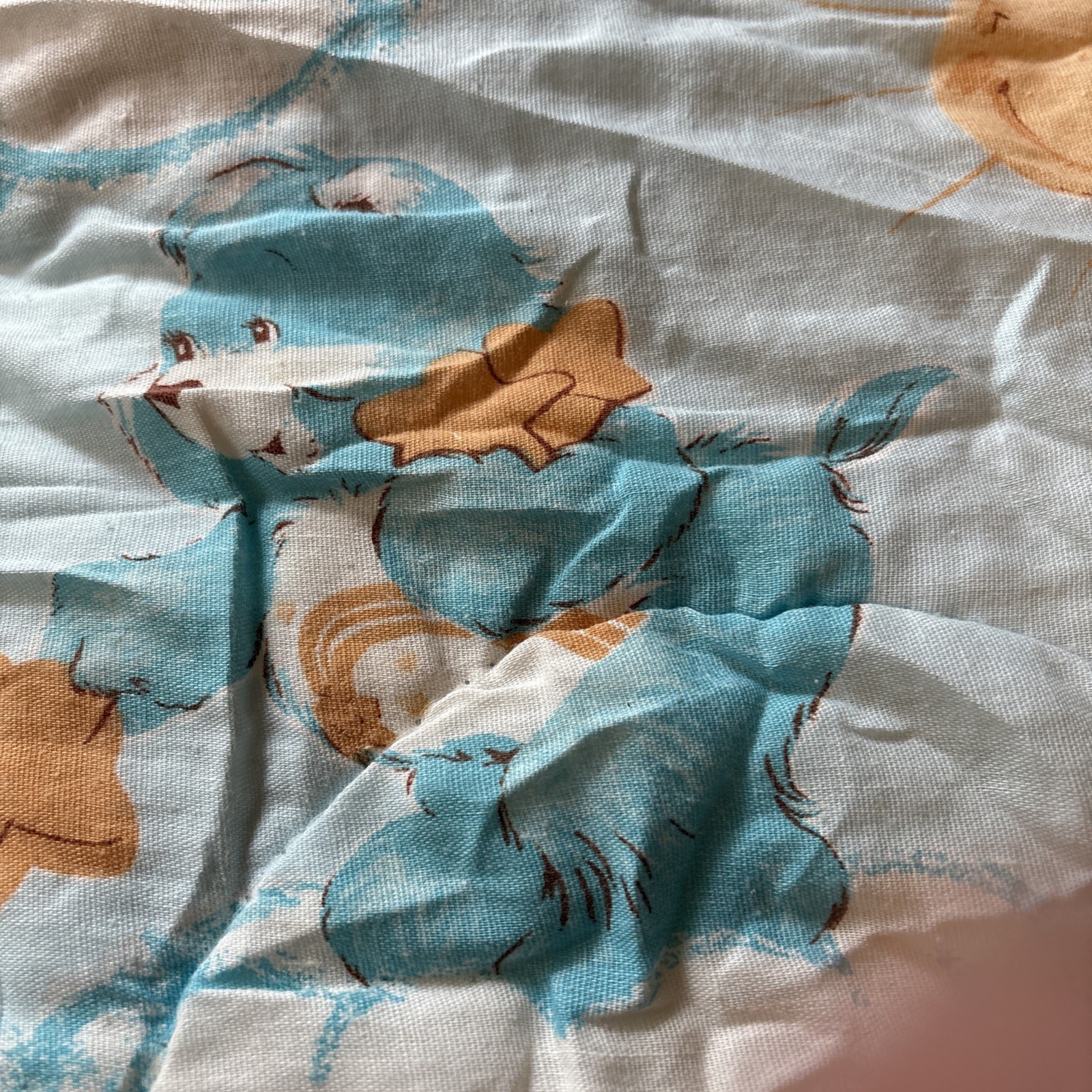 Vintage 1980’s CARE BEARS Sleeping Bag Sleepover Blanket Blue Kid Youth