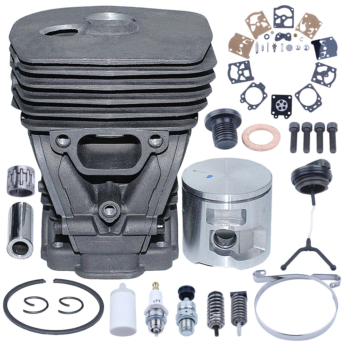 47mm Cylinder Piston Carb Repair Kit Fuel Filter For Husqvarna 460 455 Chainsaw