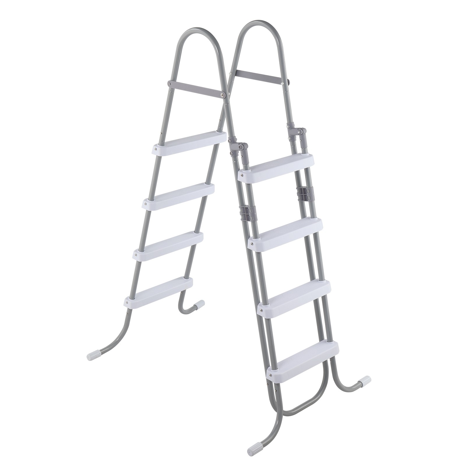 4 Steps 52in Pool Ladder Iron Grey Frame + White Steps Safety Ladder