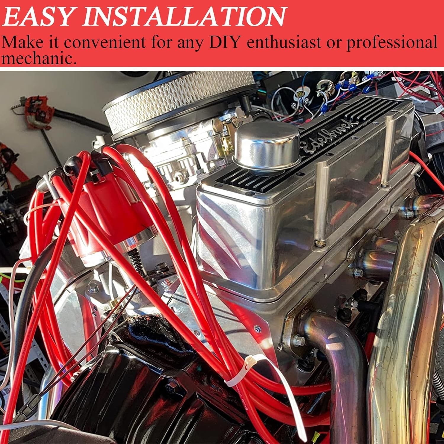 High Performance 10.5mm Spark Plug Wires Set Fit for HEI BBC SBC 350 454 383 Ele