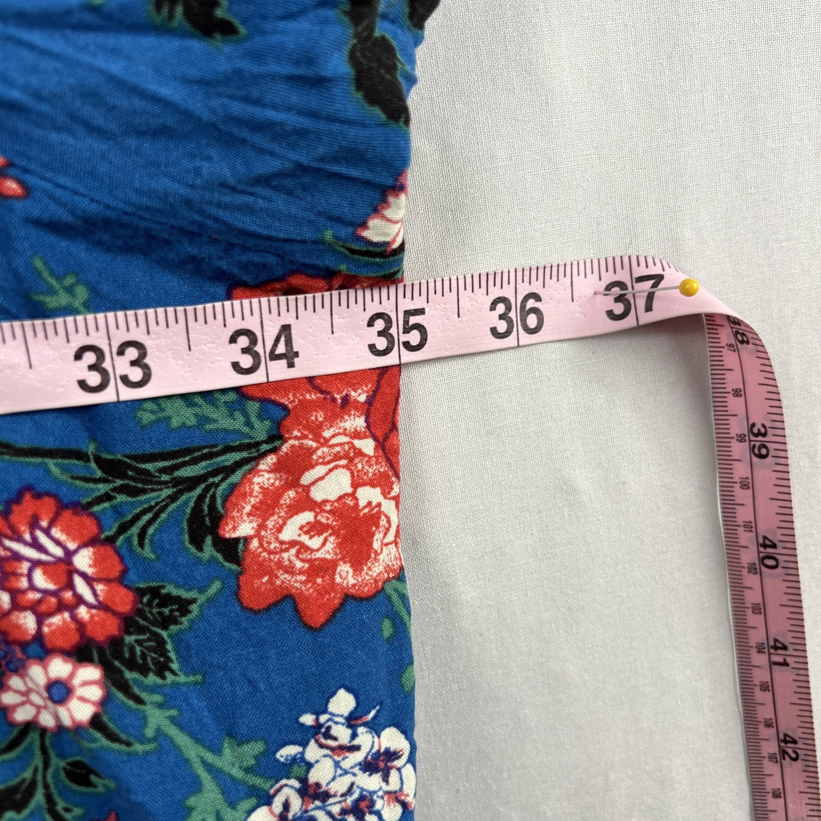 Floral Print Kimono Flying Tomato sz M/L Blue Red Bohemian Festival Coastal Core