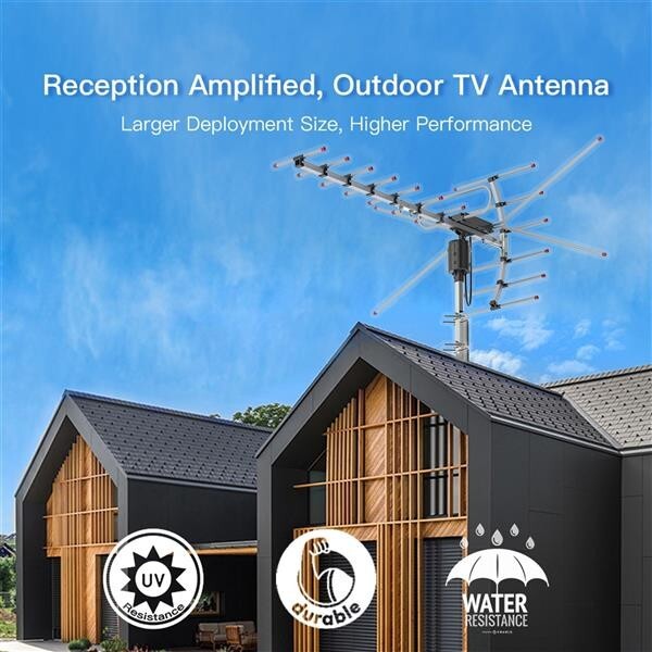 990 Miles HD 1080P Outdoor Amplified HDTV Digital TV Antenna VHF UHF 360°Rotatio