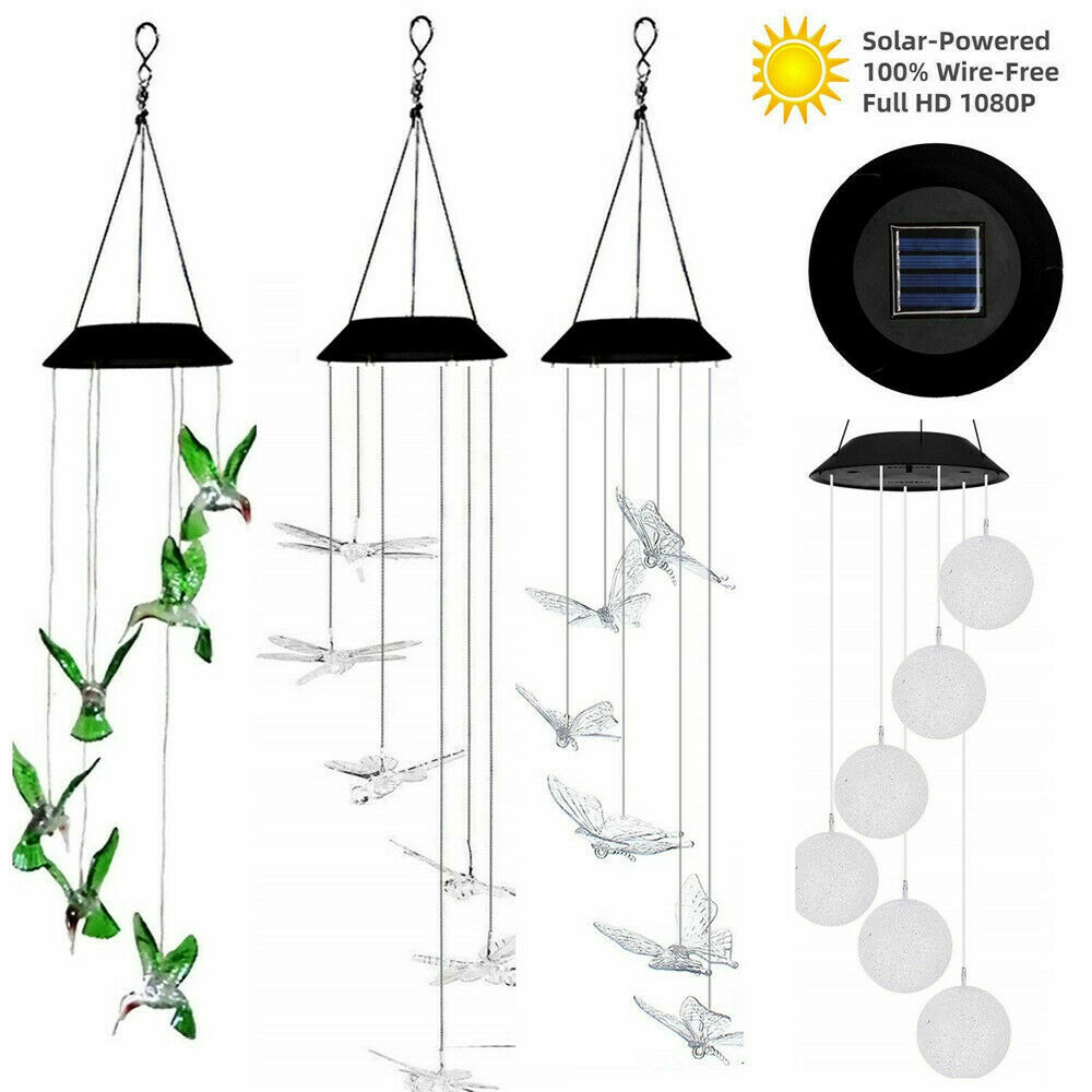 Color-Changing Outdoor LED Solar Powered Wind Chime Lights Yard Garden Decor US