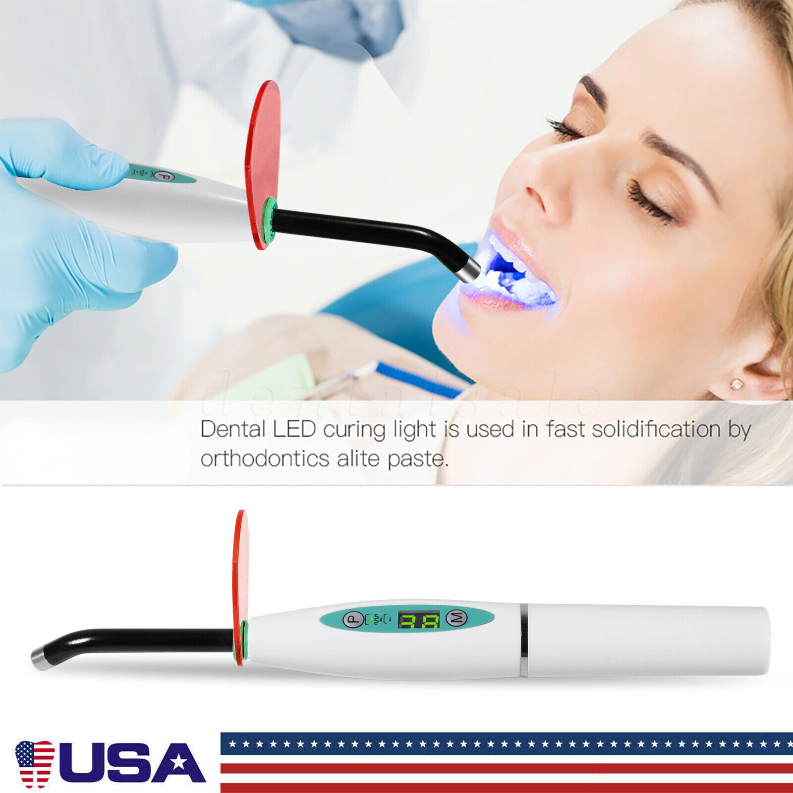 Dental LED Curing Light Lamp Wireless Cordless Resin Cure Lamp 5W 2000MW FDA USA