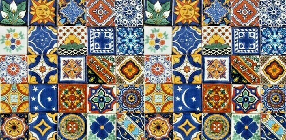 50 MEXICAN TILES 2x2 CERAMIC POTTERY TALAVERA MEXICO WALL FLOOR DECOR #007