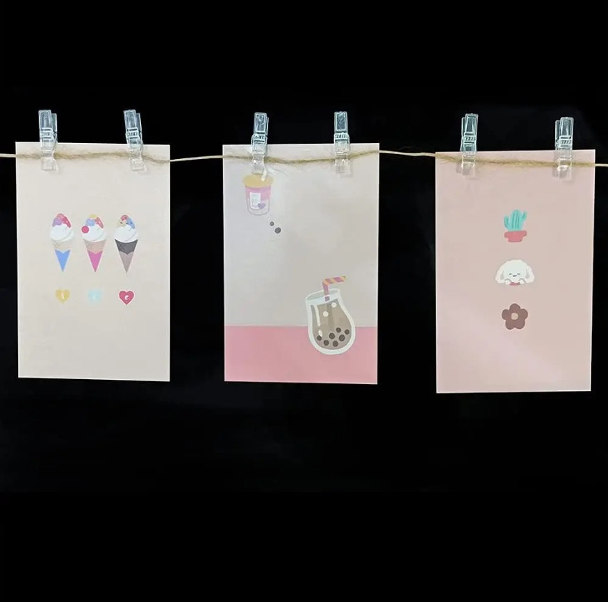 100pcs Transparent Plastic Mini Photo Clips for DIY & Home Decoration - NEW