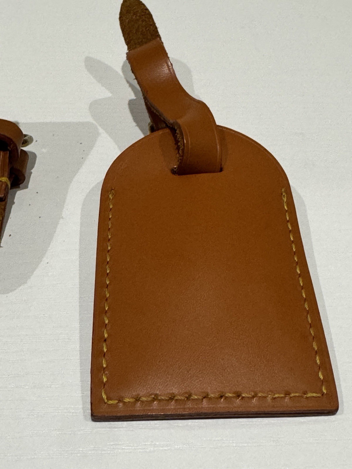 Louis Vuitton Brown Leather Luggage Tag with Belt/Strap Excellent Condition