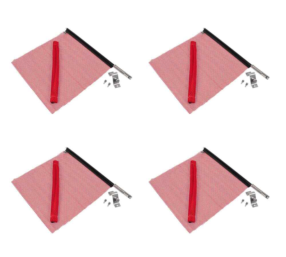 (4) EZ Mount Warning Flag Red 18" x 18" Spring Loaded Quick n Easy Disconnect