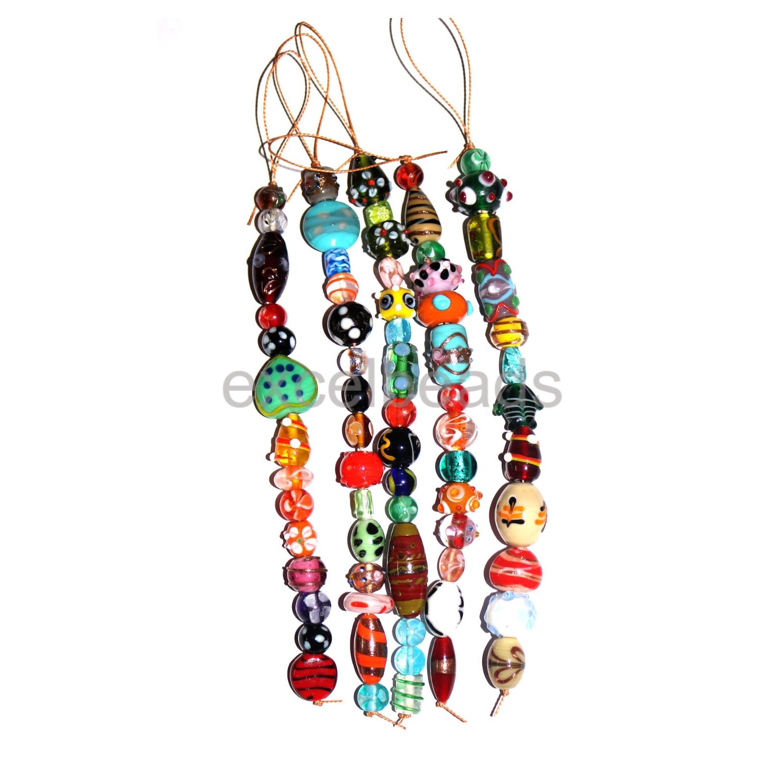 25 Strands Lamp work Beads Mixed Style & Colors, Handmade Glass Jewelry Beads.