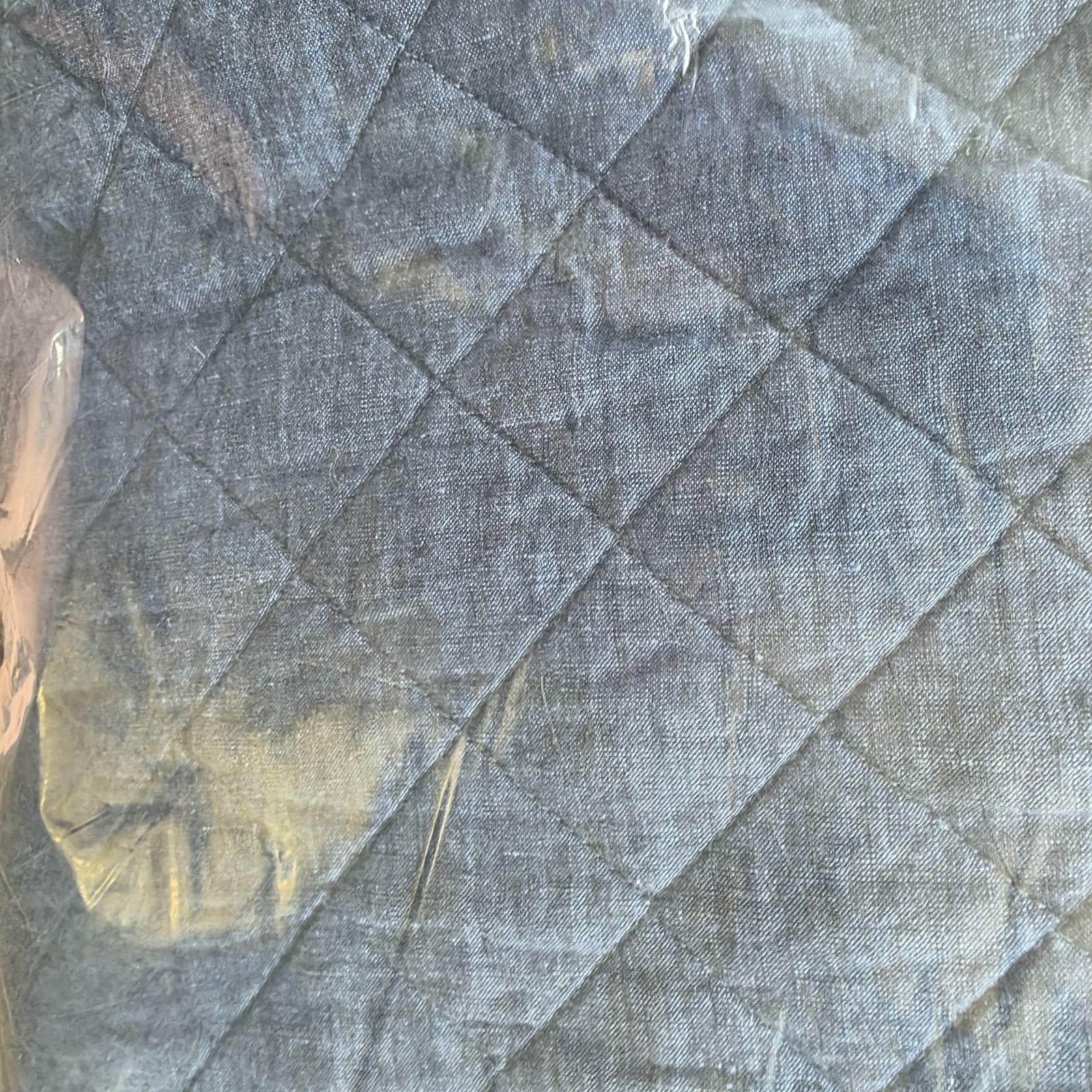 Pottery Barn Belgian Flax Quilt Steel Blue King Diamond No Shams New