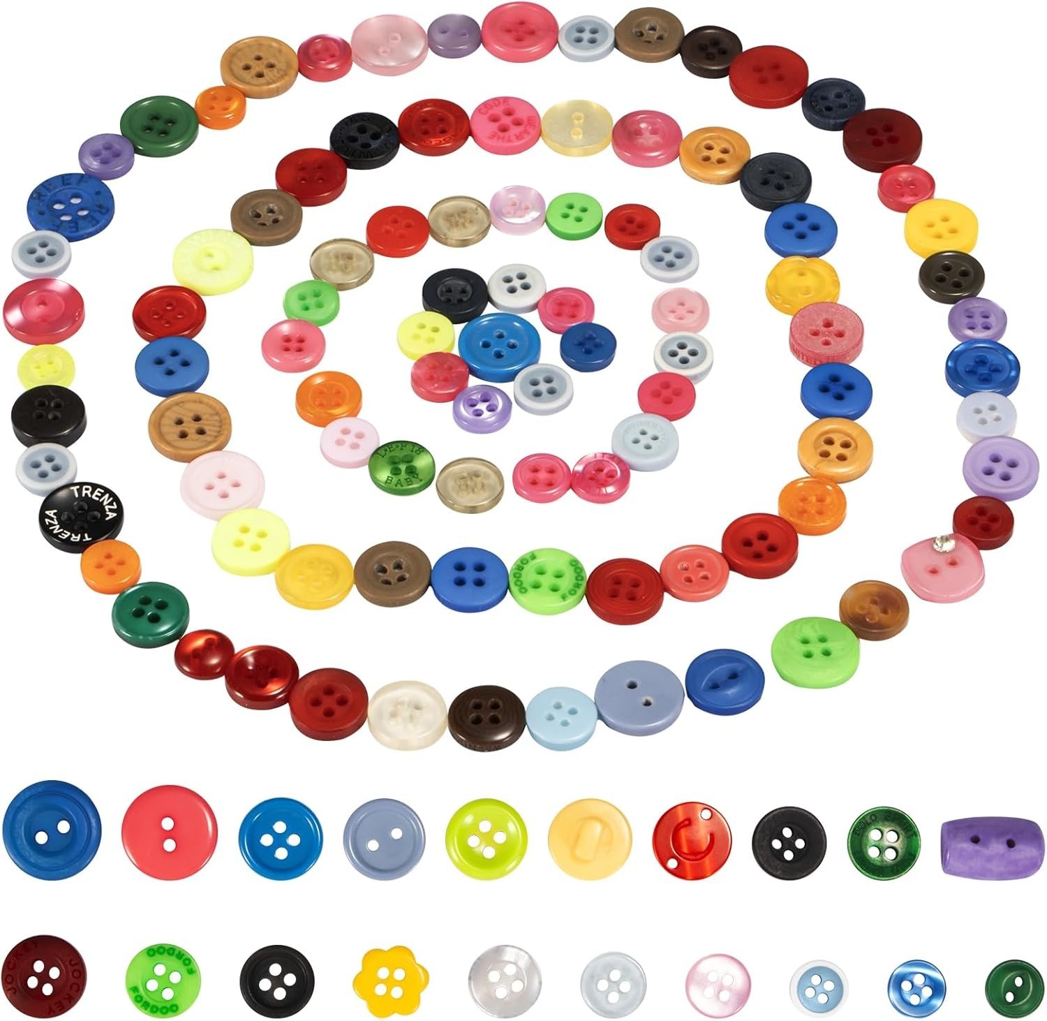1000 Pcs Resin Buttons, Assorted Sizes Round Craft Buttons for Sewing DIY Crafts