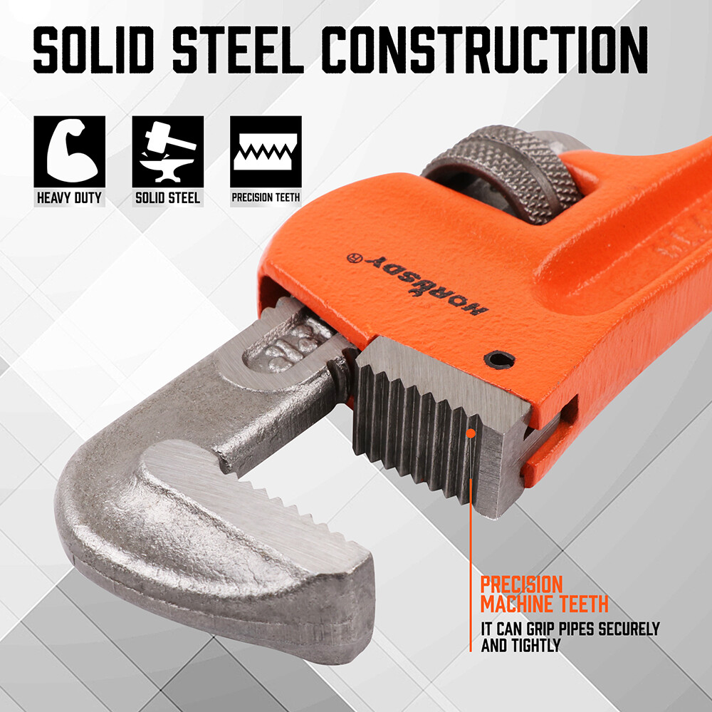 4pc Pipe Wrench Set Monkey Heat Treated Adjustable Heavy Duty 8" 10" 12" 14" NEW