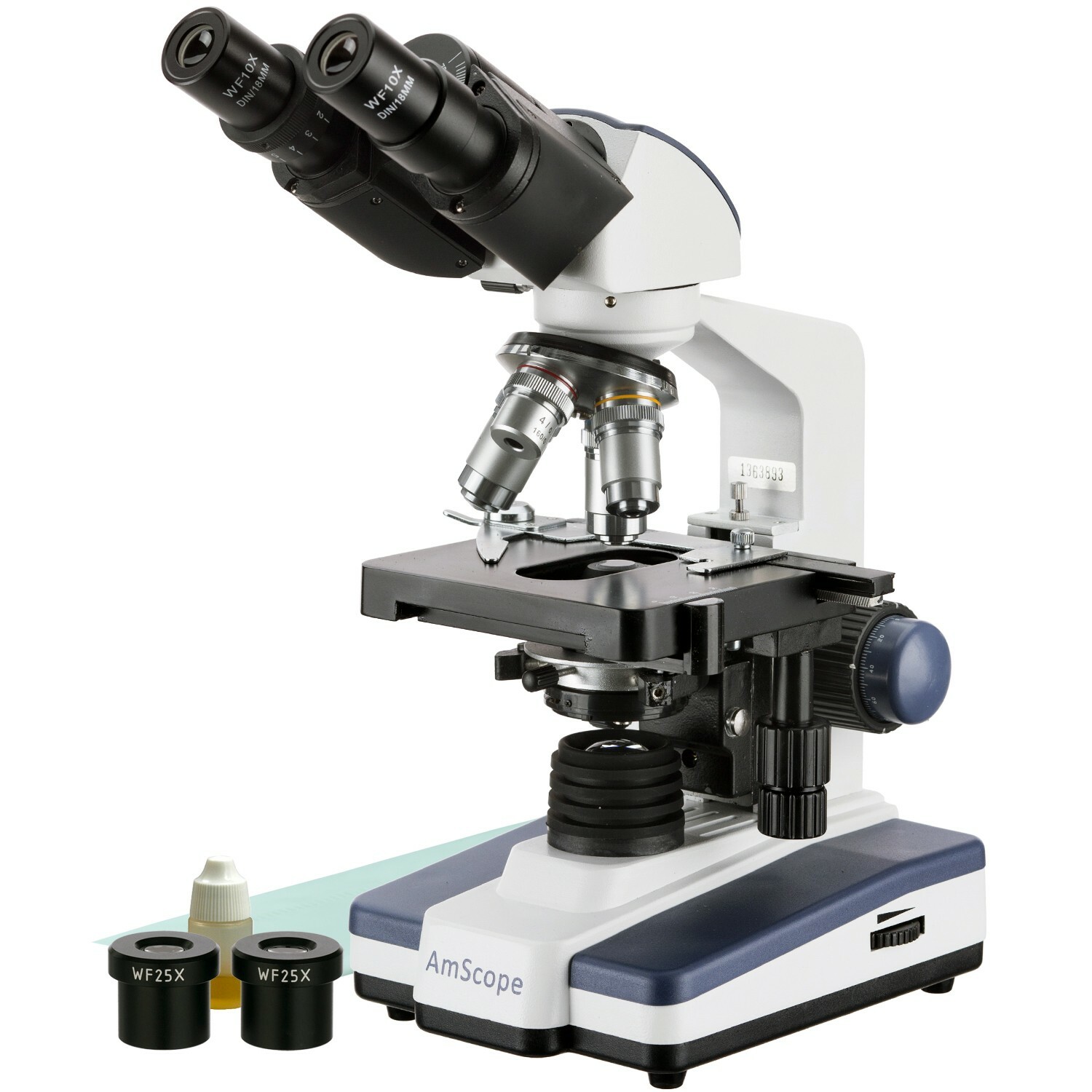 AmScope 40X-2500X LED Lab Binocular Compound Microscope with 3D-Stage B120C