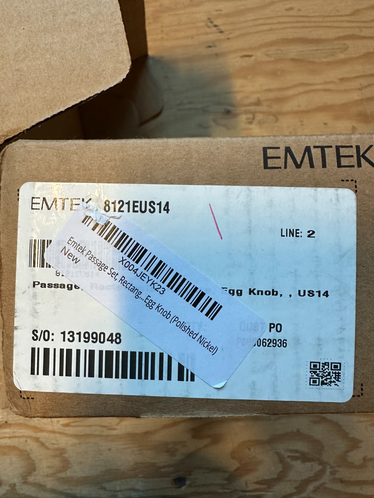 Emtek 8121EUS14 Passage, Rectangular Rosette, Egg Knob, Polished Nickel