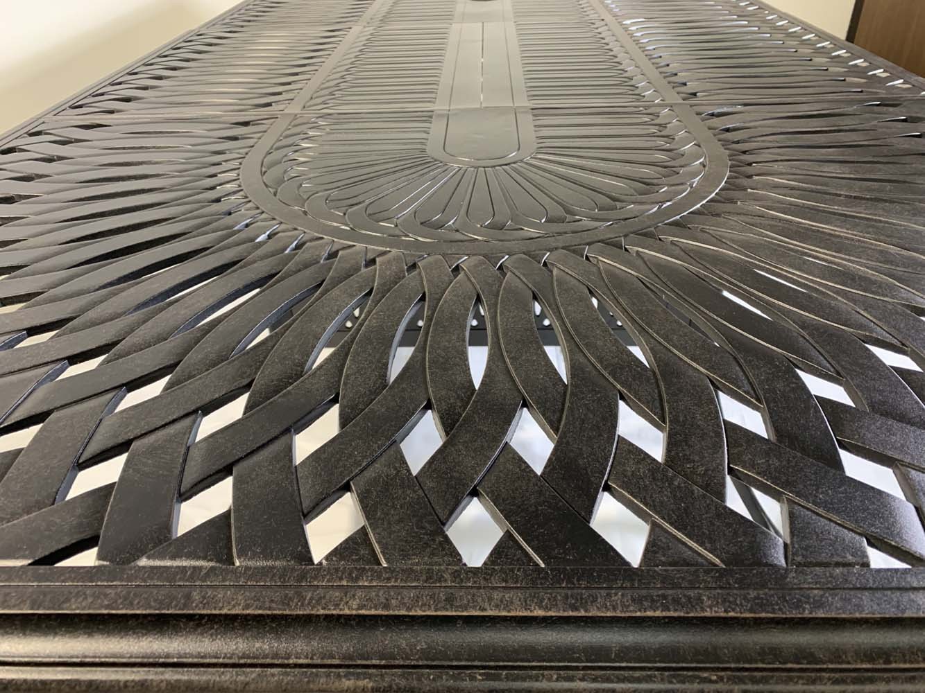 Patio outdoor dining table Santa Clara cast Aluminum rectangular extendable 132"