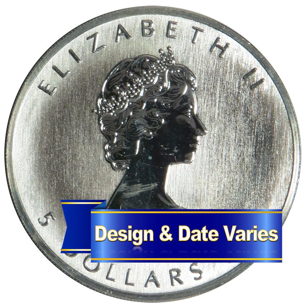 $5 Silver Canadian Maple Leaf 1 oz Random Year Impaired