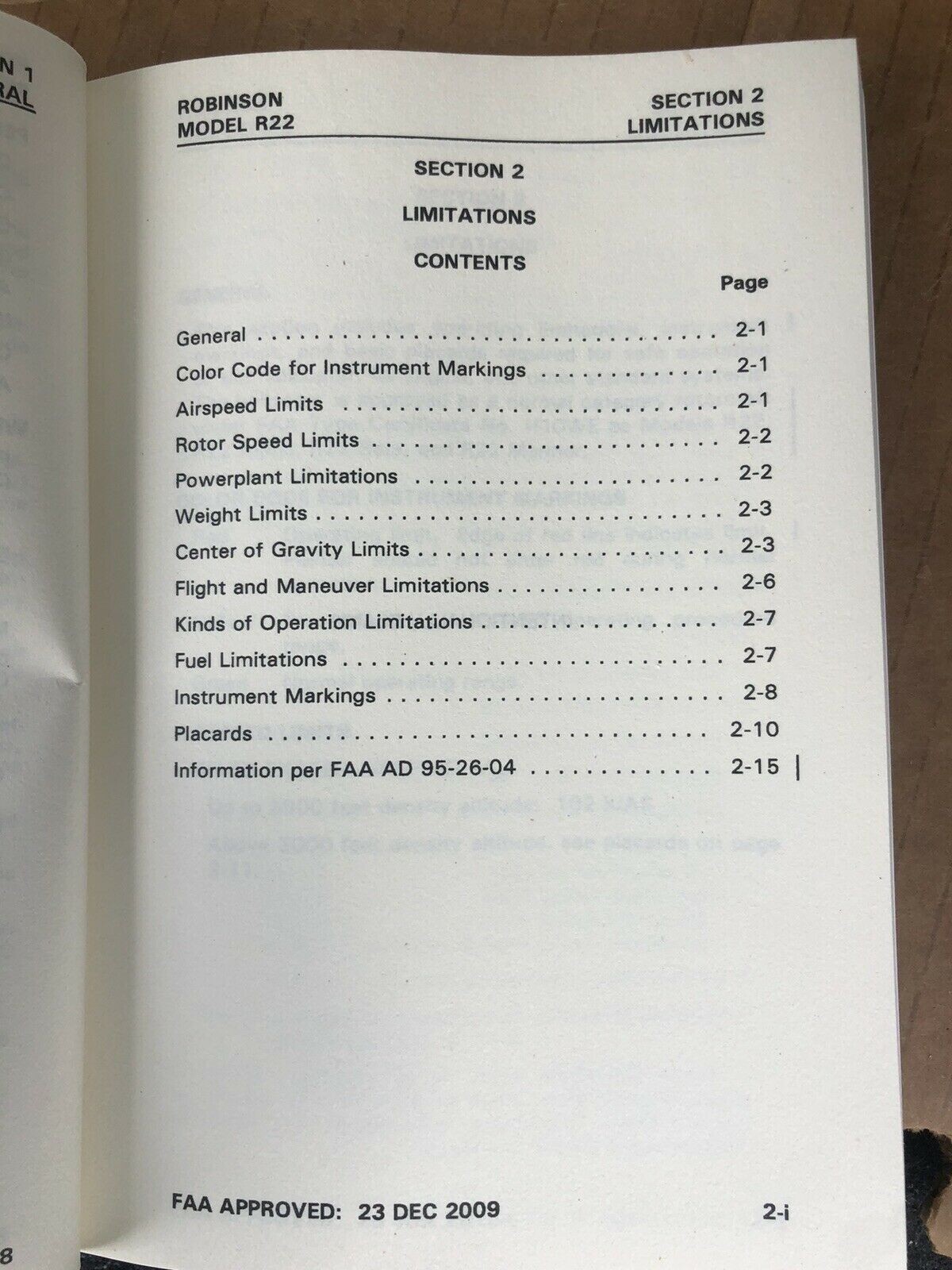 Robinson 22 Pilot Operating Handbook