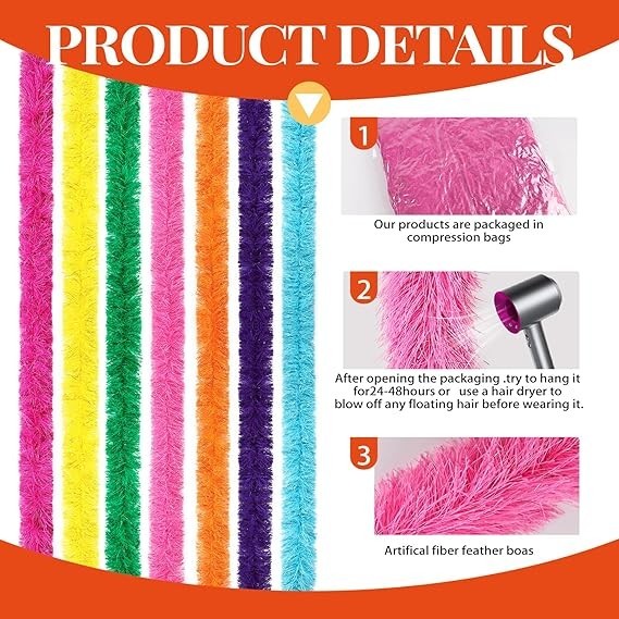 7 Color Fluffy Boa Artificial 5ft Feather Faux Fur Costume Halloween Decoration