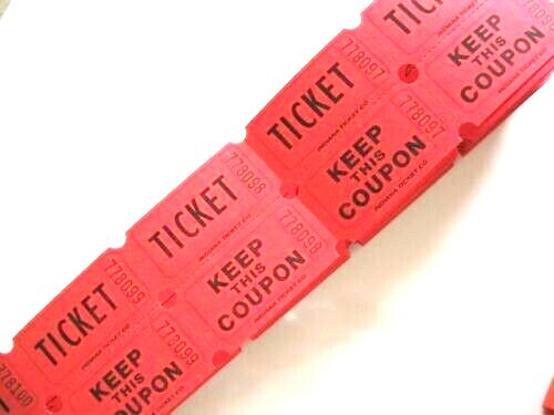 Raffle Tickets 100 Flat Double Stub 50/50 Keep This Coupon Carnival Festival