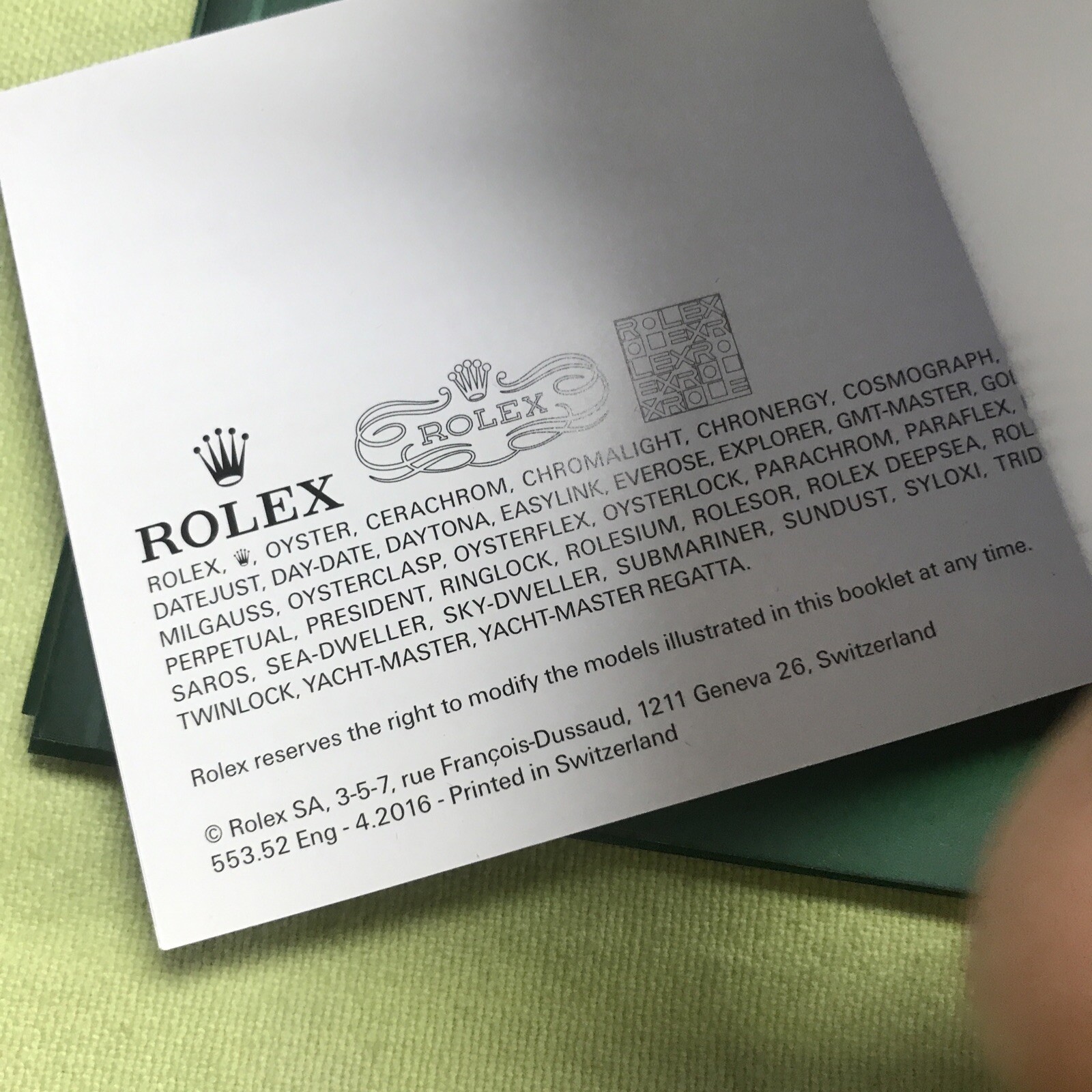 Rolex 2015-2018 New Style Date Just Booklets ;manual ; All English❗️choose Year