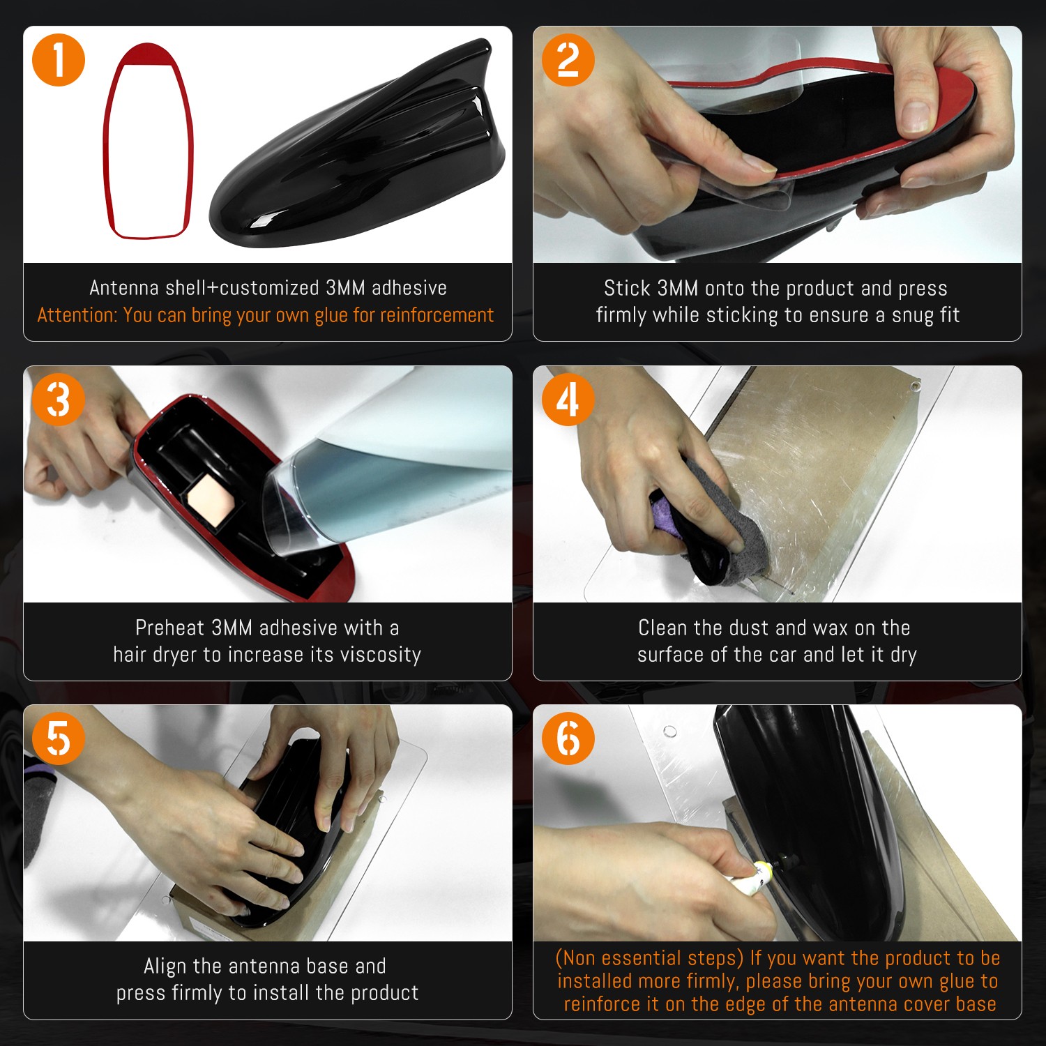 For Hyundai Kona 2018-22 Black Fin Antenna Base Cover Signal Aerial Replacement