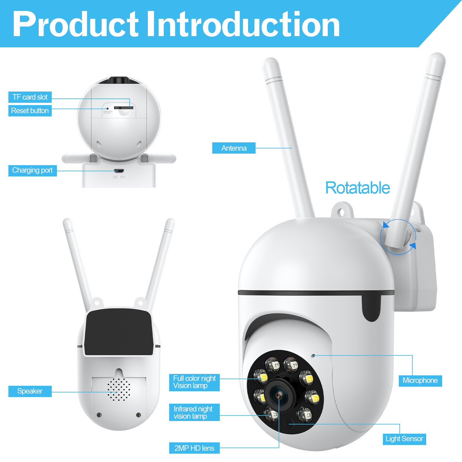 4G 1080P 360° Camara De Seguridad WIFI Inalambrica Para Casa Exterior Con Audio