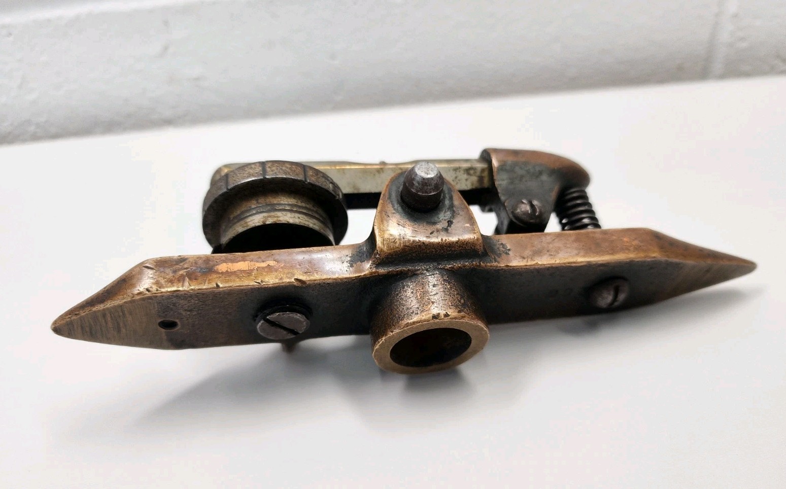 Unusual Bronze Inclinometer w/ Micrometer Adjustment & a Starrett No. 135 Level