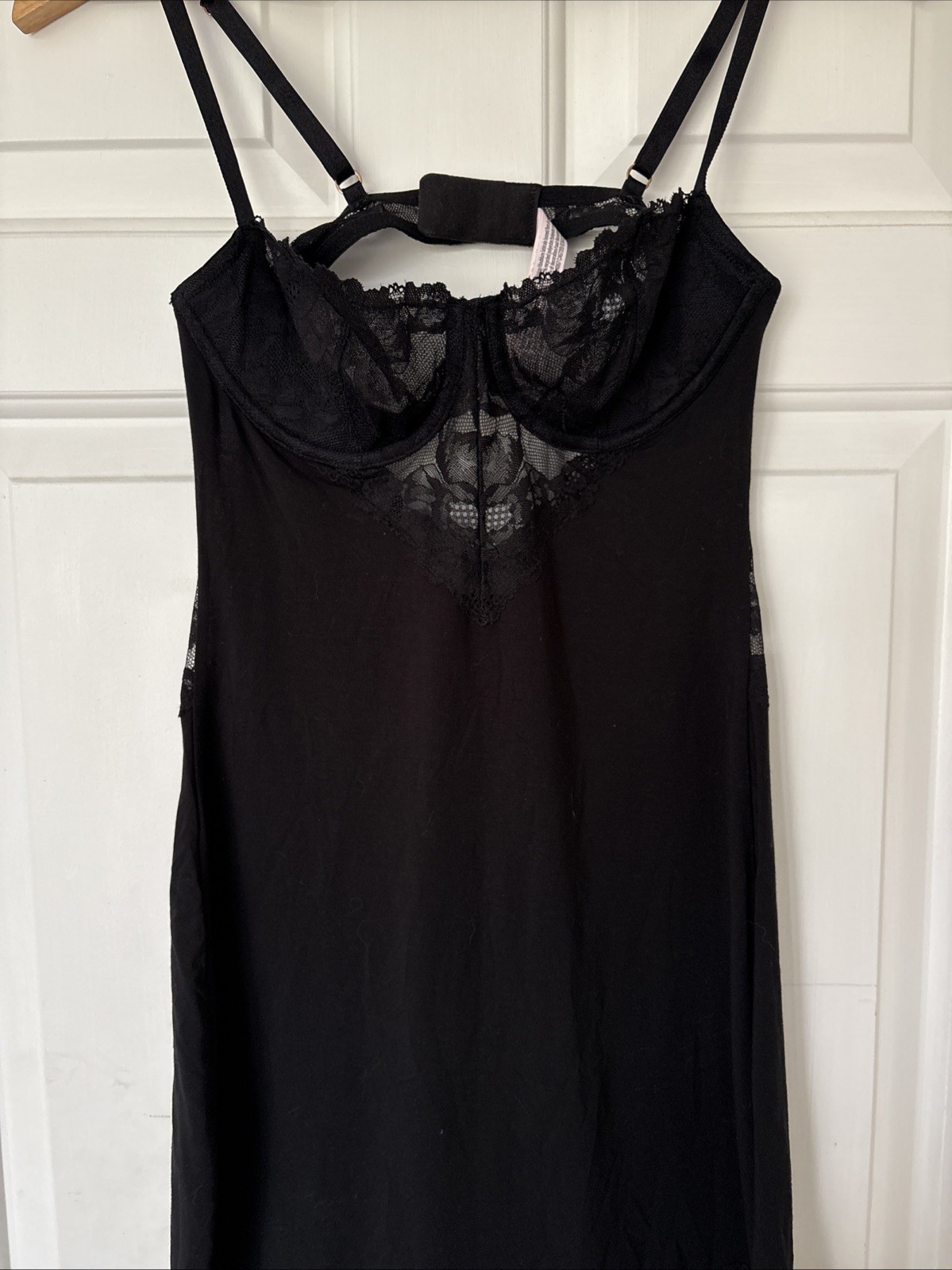 Victoria's Secret Slip Shapewear Lingerie Dress Black Lace Trim Modal Small S