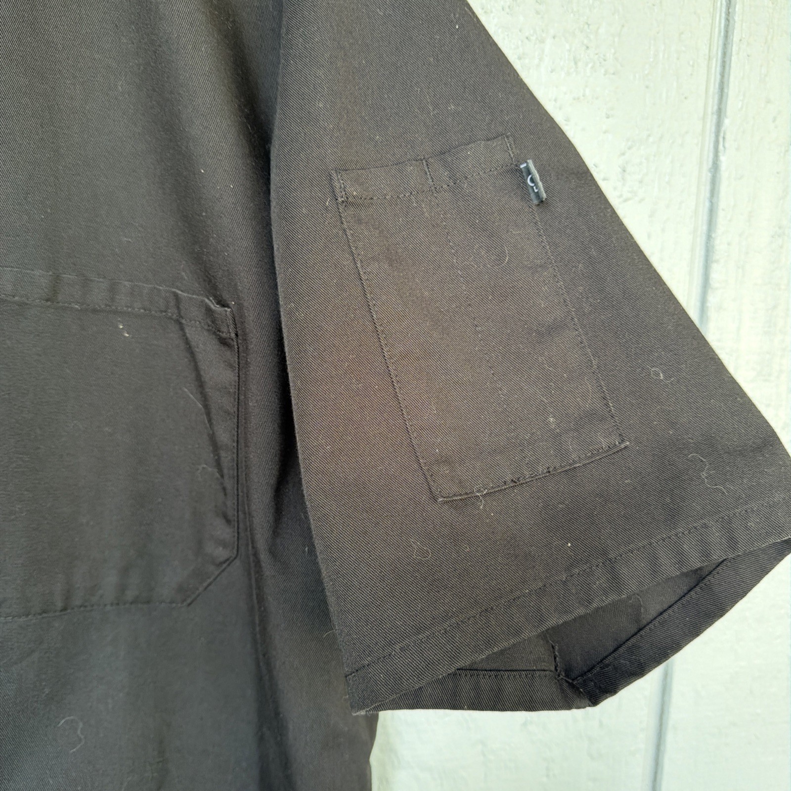 Men's Chef Coat Chefwear Jacket 3X Short Sleeve Black Button Pockets